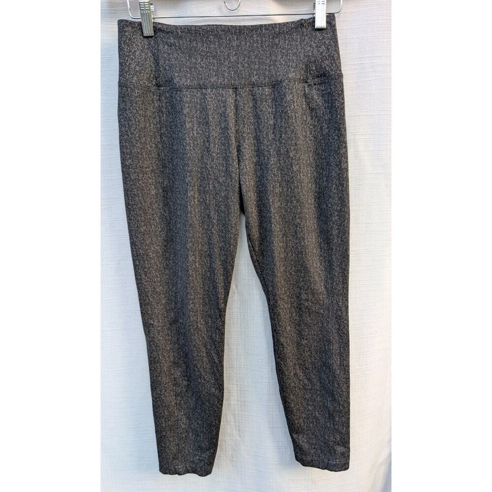 Athleta Womens Delancey Textured Crop Leggings Medium Black Nightfall athleisure
